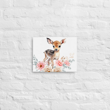 Baby Deer in Flowers Thin canvas