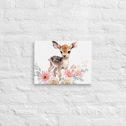 Baby Deer in Flowers Thin canvas