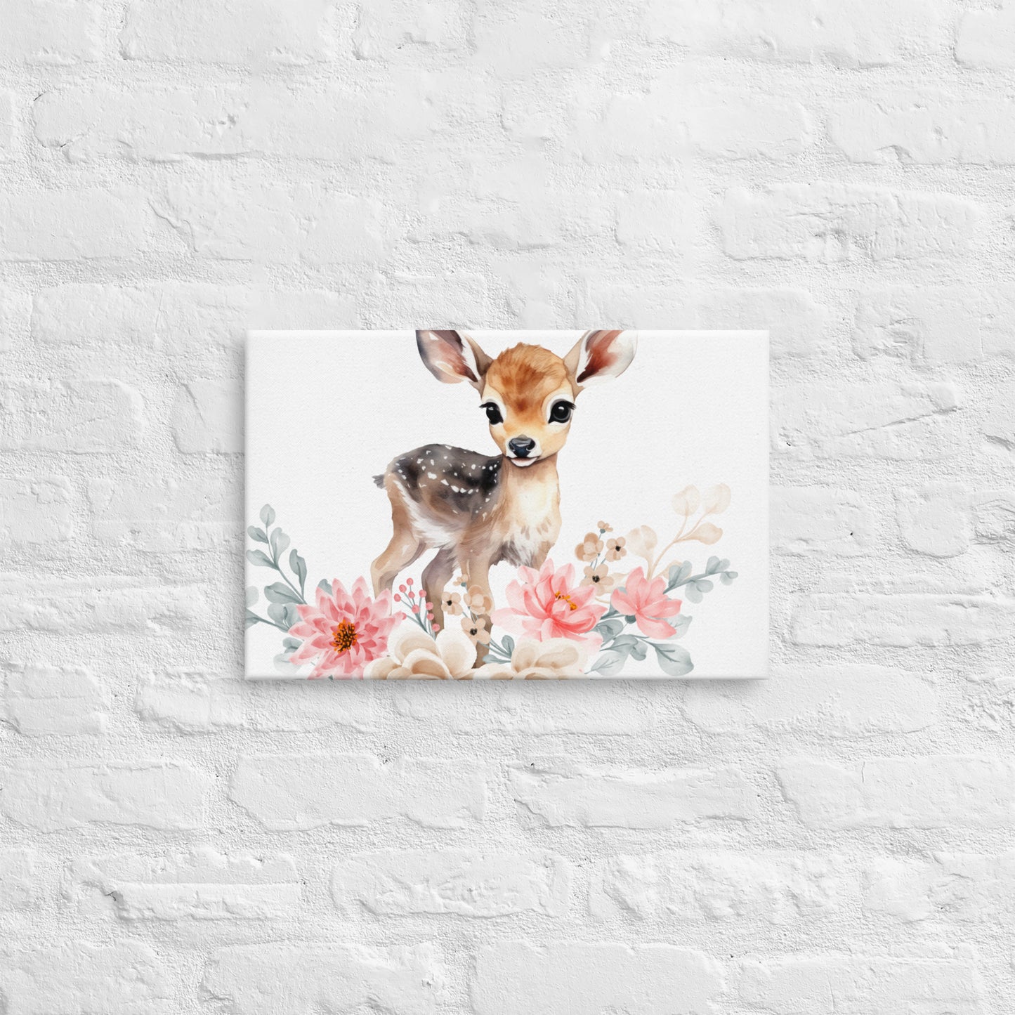 Baby Deer in Flowers Thin canvas