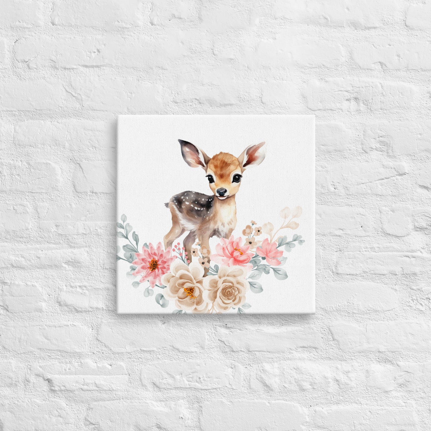 Baby Deer in Flowers Thin canvas