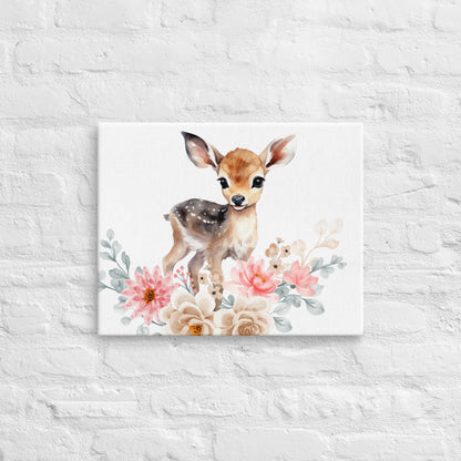 Baby Deer in Flowers Thin canvas