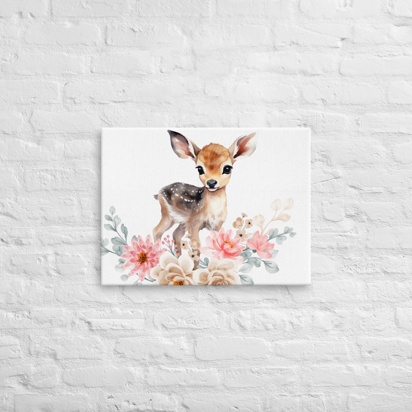 Baby Deer in Flowers Thin canvas