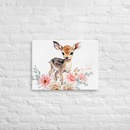 Baby Deer in Flowers Thin canvas