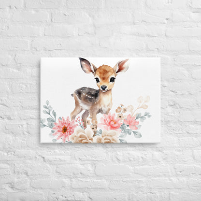 Baby Deer in Flowers Thin canvas