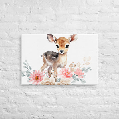 Baby Deer in Flowers Thin canvas