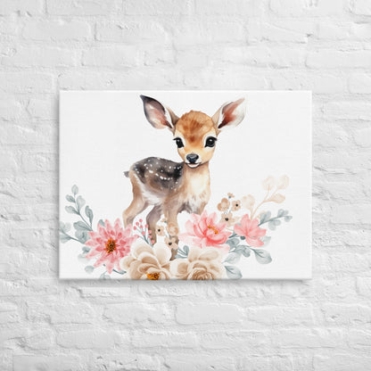 Baby Deer in Flowers Thin canvas