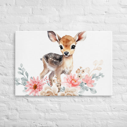 Baby Deer in Flowers Thin canvas