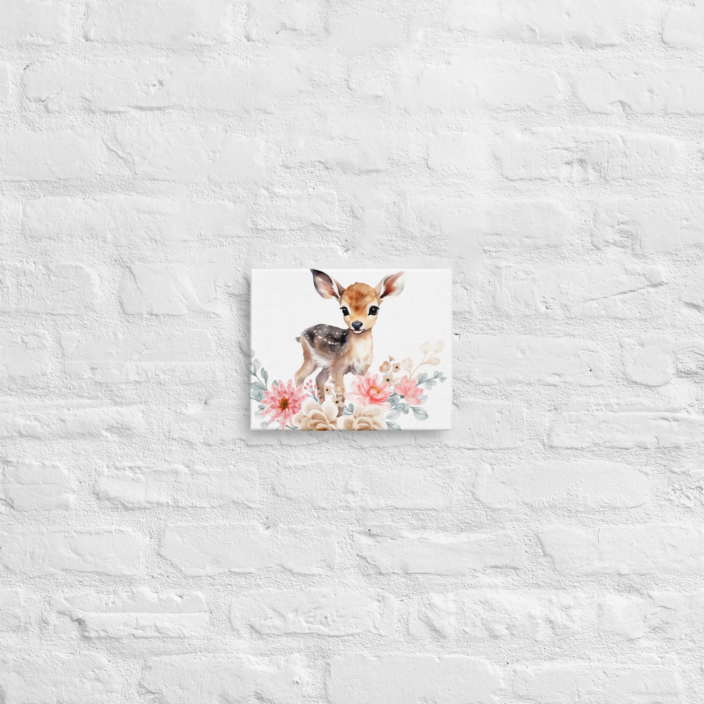 Baby Deer in Flowers Thin canvas